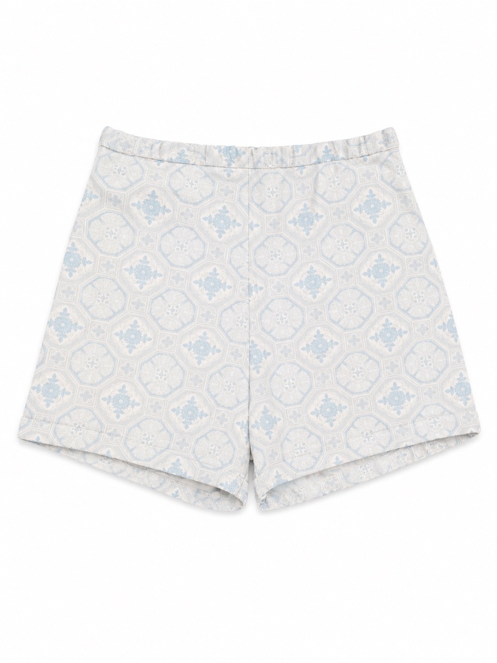 Women's Light Blue Patterned Bermuda Shorts